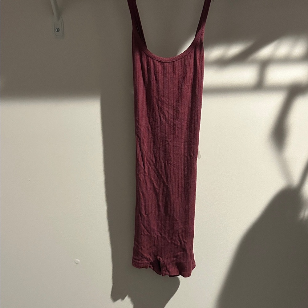 Fashion Nova Ribbed Sleeveless Maroon Bike Shorts Romper